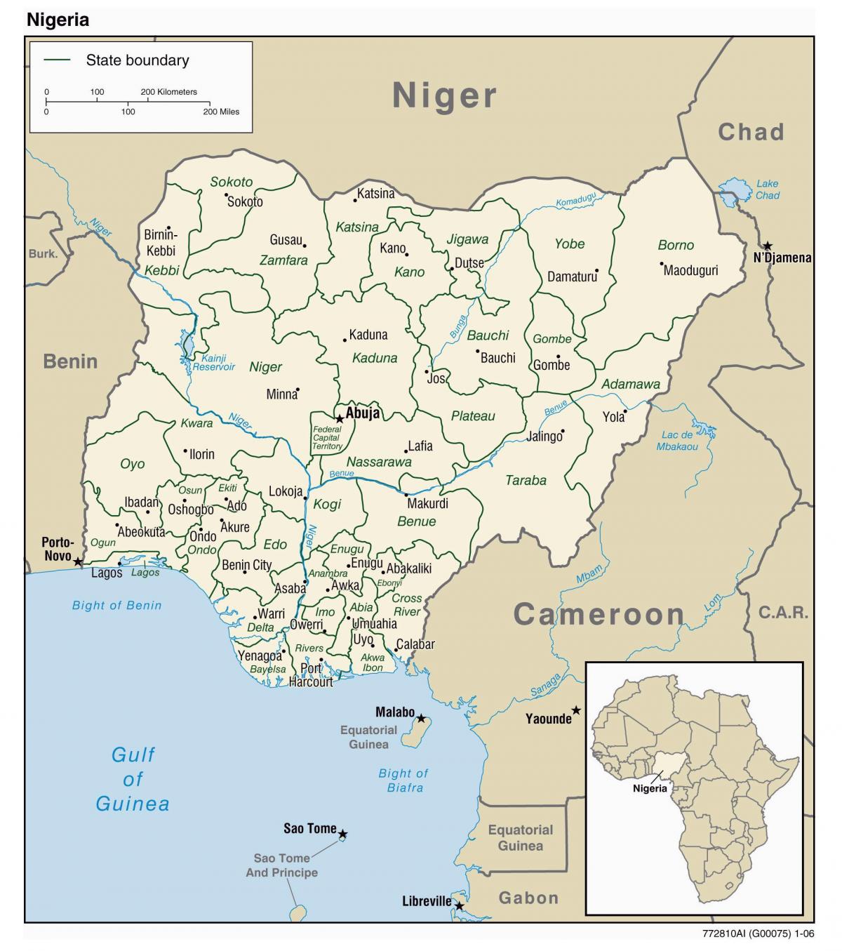 mapa de nixeria con cidades