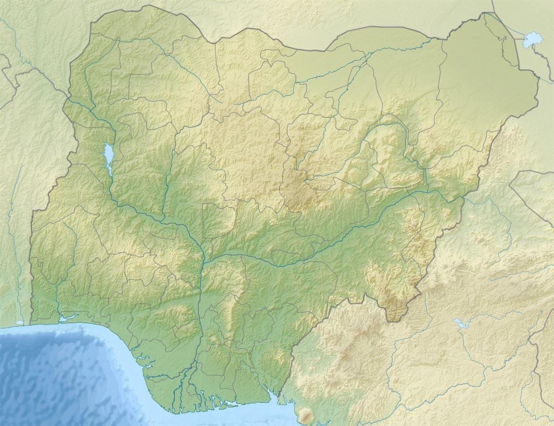 mapa de nixeria mostrando alivio e saneamento