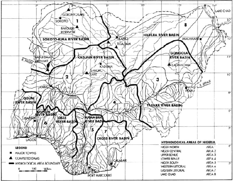 Mapa de hidrolóxica nixeria