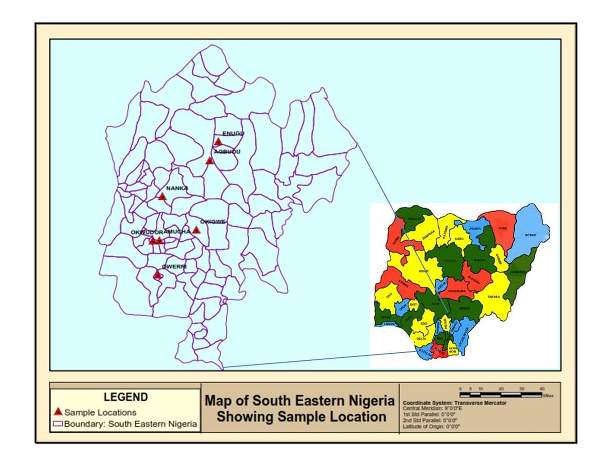 Mapa do leste de nixeria