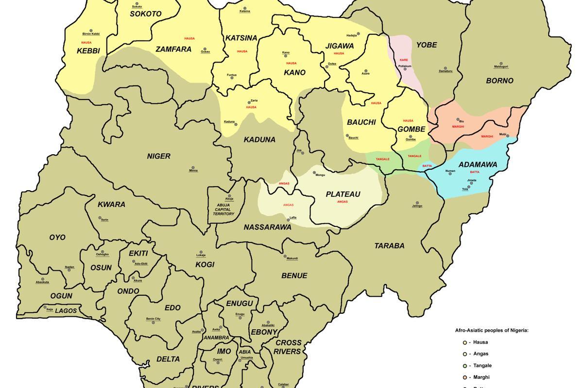 mapa de nixeria con 36 unidos