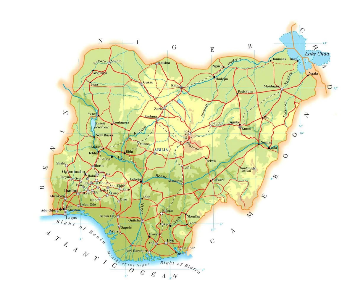 Mapa de física nixeria