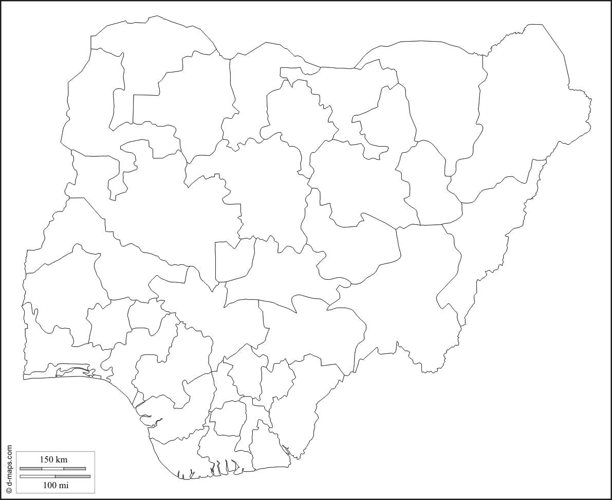en branco mapa de nixeria