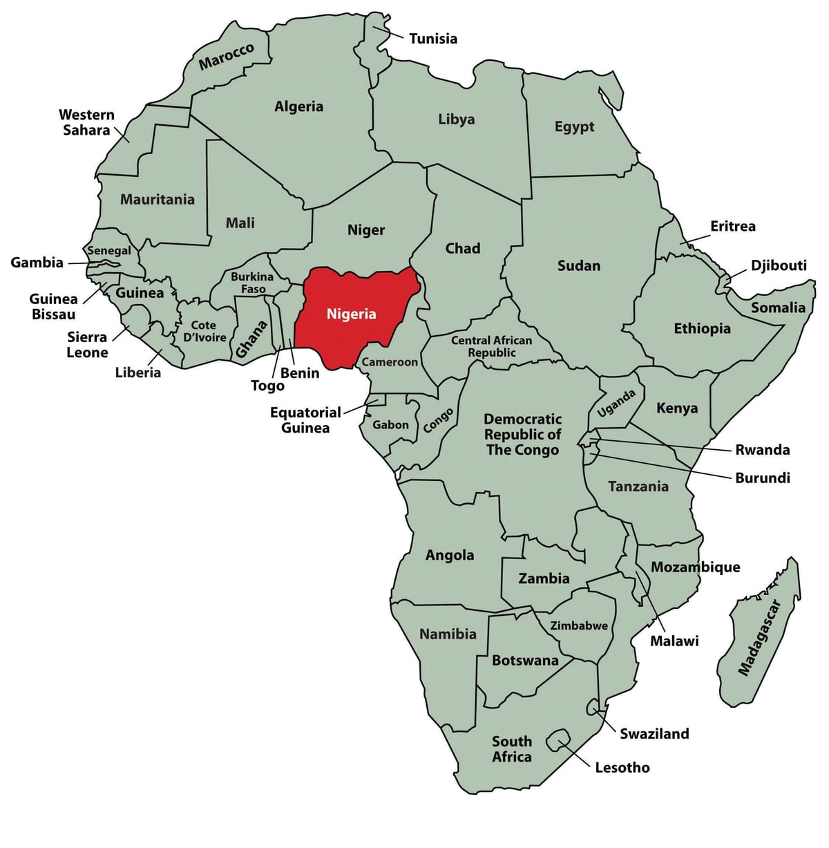 Mapa de nixeria localización en áfrica