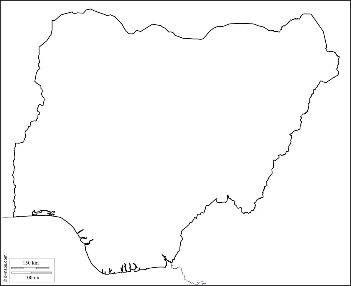 Mapa de nixeria contorno
