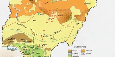 Mapa de produtos agrícolas nixeria