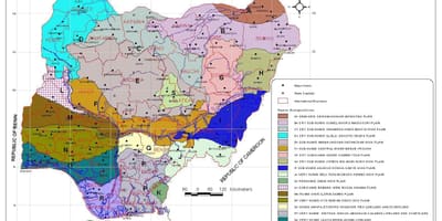 Mapa de nixeria mostrando diferentes zonas de vexetación