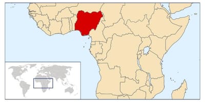Nixeria localización no mapa do mundo
